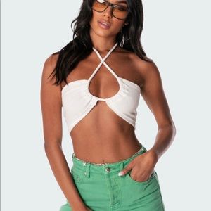 Edikted tilly terry white crop top